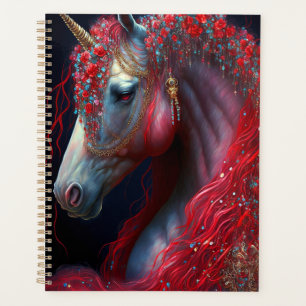 Red Jewelled Unicorn Fantasy Art Planner