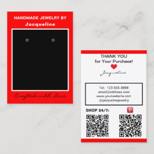 Red Jewellery Earrings Display QR Codes Business Card