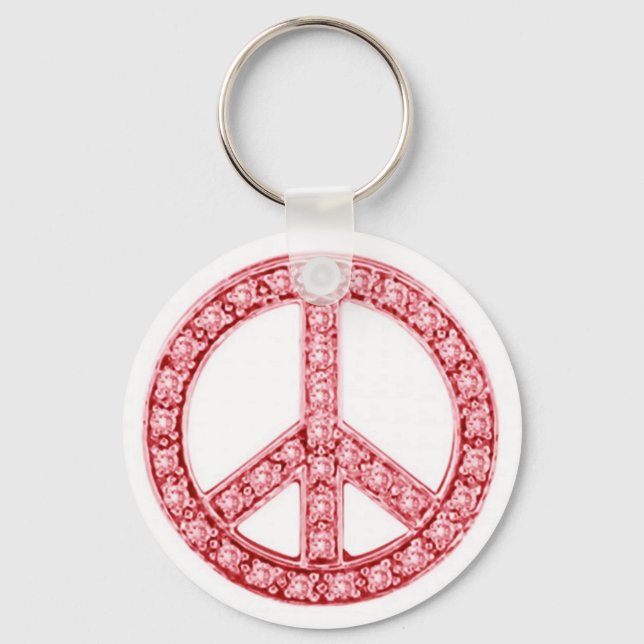 Red Jewels Peace Sign Keychain (Front)