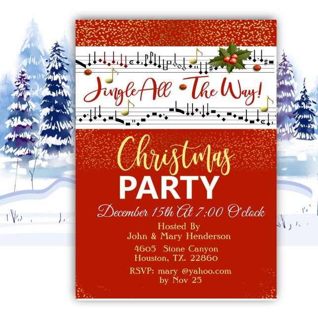Red Jingle All The Way Christmas  Invitation (Creator Uploaded)