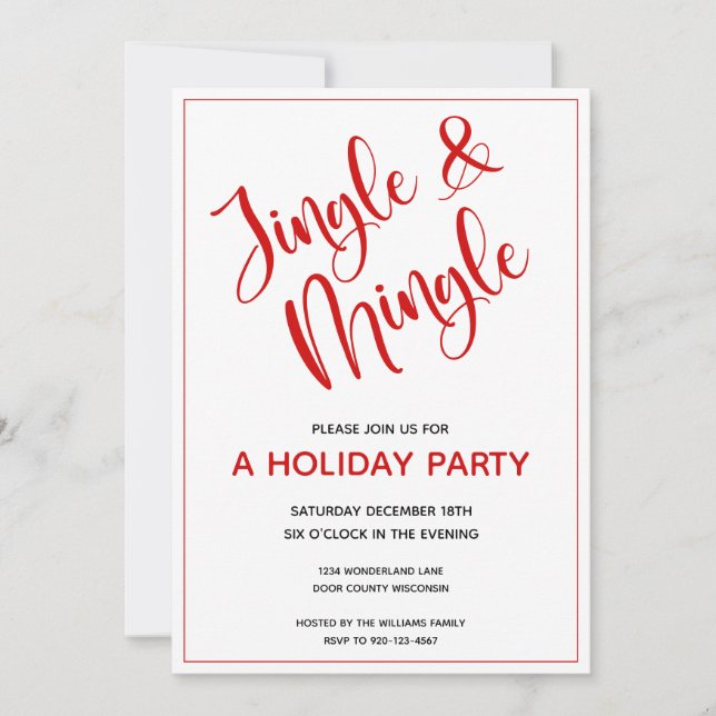 Red Jingle and Mingle Christmas Party Invitation (Front)