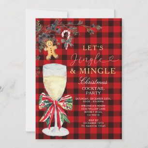 Red Jingle & Mingle Christmas Cocktail Party Invitation