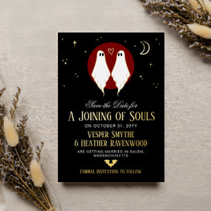 Red Joining of Souls Ghosts Lesbian Save the Date