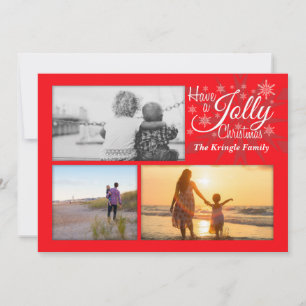 Red Jolly Christmas Snowflake Carte photo de vacan