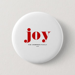 Red Joy Bold Tygraphy Modern Christmas  2 Inch Round Button