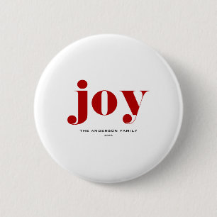 Red Joy Bold Tygraphy Modern Christmas  2 Inch Round Button