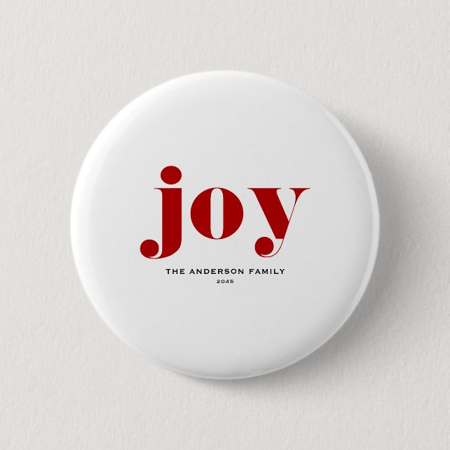Red Joy Bold Tygraphy Modern Christmas  2 Inch Round Button (Front)