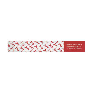 Red JOY Bold Typography Modern Christmas Wrap Around Label