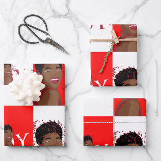 Red Joy Confetti Wrapping Paper Flat Sheets 