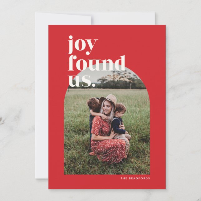 Red Joy Nous A Trouvé Carte De Vacances Photo Arch (Devant)
