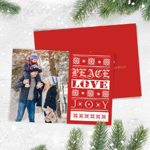 Red Joy Peace Love Christmas Photo Holiday Card