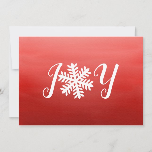 Red Joy Snowflake Holiday Card (Front)