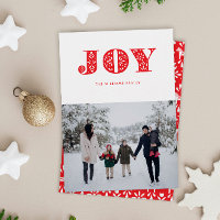 Red Joy Swedish Dala Horse Photo Holiday Card