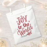 Red Joy to the World Christmas Lettering Favour Bag<br><div class="desc">Add a festive finishing touch to your holiday celebration with this "Joy to the World" favor bag. The hand-lettered chalkboard-inspired design gives it a rustic yet modern look. Text color options allow you to match your event décor effortlessly. Great for Christmas events, winter weddings, or holiday business giveaways. A charming...</div>