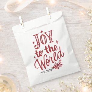 Red Joy to the World Christmas Lettering Favour Bag