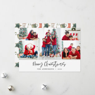Red Joyeux Noël Carte photo Cinq photos