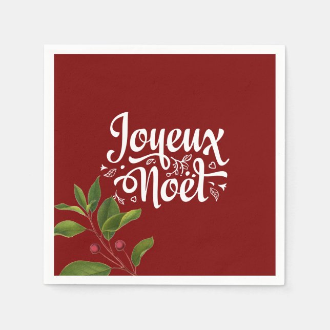 Red Joyeux Noel  Napkin (Front)