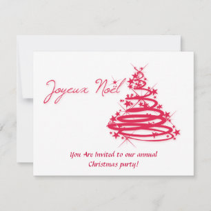 Red Joyeux Noël with Christmas Tree Invitation