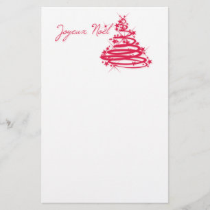 Red Joyeux Noël with Christmas Tree Stationery