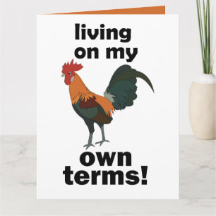 Red Junglefowl Living On My Own Terms Rooster Card