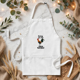 Red Junglefowl Living On My Own Terms Rooster Standard Apron