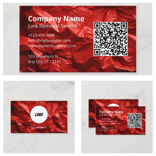 Red Junk Removal Hauling Service Logo Business Card