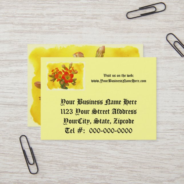 Red Kalanchoe - Succulent Sunshine Business Card (Front/Back In Situ)