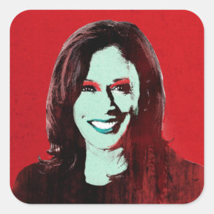 Red Kamala Harris Pop Art Square Sticker