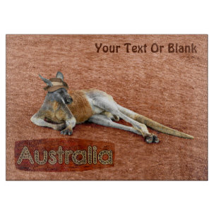 Red Kangaroo In Slouch Hat Cutting Board