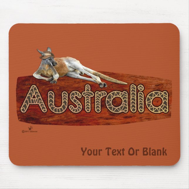 Red Kangaroo In Slouch Hat Mouse Pad (Front)