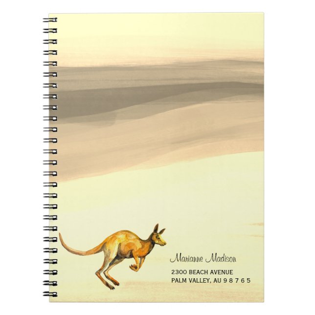 Red kangaroo painted with watercolor  notebook (Front)