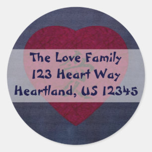 Red Kanji Love Washi Heart Classic Round Sticker