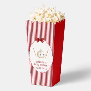 Red Kawaii Asian Dumpling Baby Shower Popcorn Favor Box