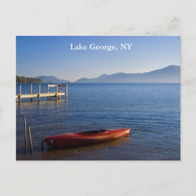 Red Kayak on Lake George, NY Postcard (Front)