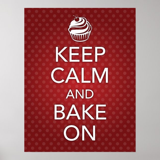 Red Keep Calm and Bake On Poster (Front)