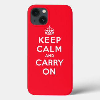 Red Keep Calm and Carry On | Classy Vintage Design iPhone 13 Case