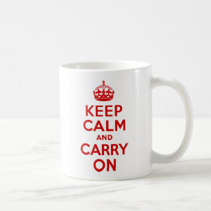 Red Keep Calm and Carry On Coffee Mug