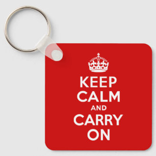 Red Keep Calm and Carry On Keychain