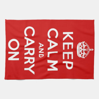 Red Keep Calm And Carry On Kitchen Towel