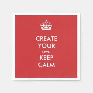 Red Keep Calm and Carry On Party Paper Napkins
