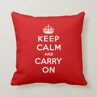 Red Keep Calm and Carry On Pillow