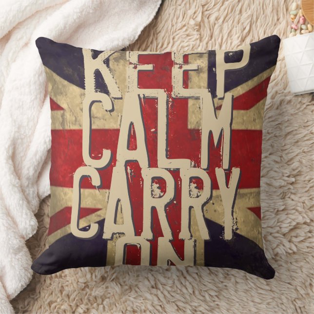Red KEEP CALM AND Carry ON UK Pillow (Blanket)