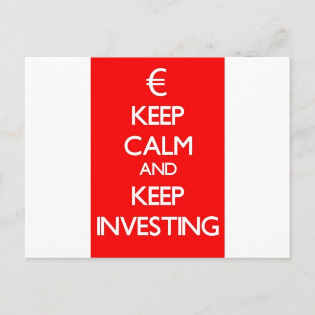 Red Keep Calm and Keep Investing Postcard (Front)