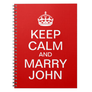 Red Keep Calm and Marry Groom Notebook