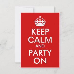 Red Keep Calm and Party On Birthday Invitation