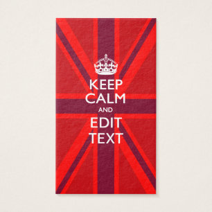 Red Keep Calm And Your Text on Union Jack Flag