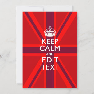 Red Keep Calm And Your Text on Union Jack Flag