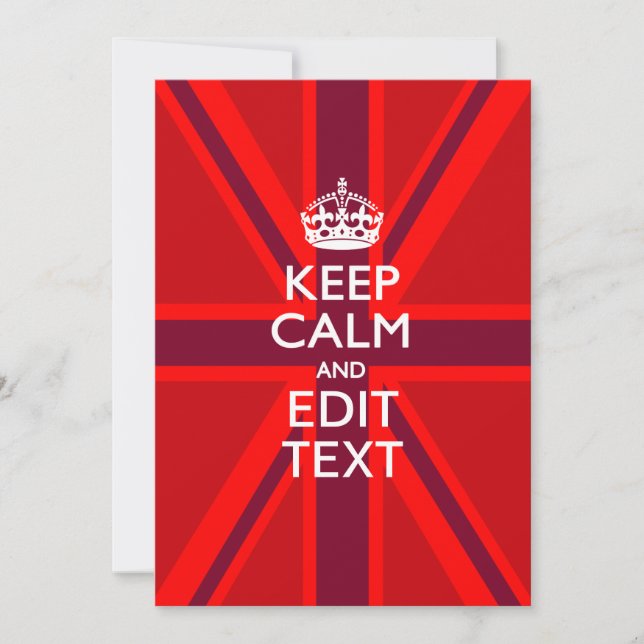 Red Keep Calm And Your Text on Union Jack Flag (Front)
