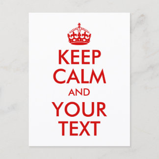 Red Keep Calm and Your Text Postcard
