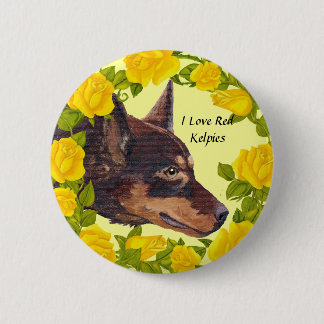 Red Kelpies and Yellow Roses 2 Inch Round Button